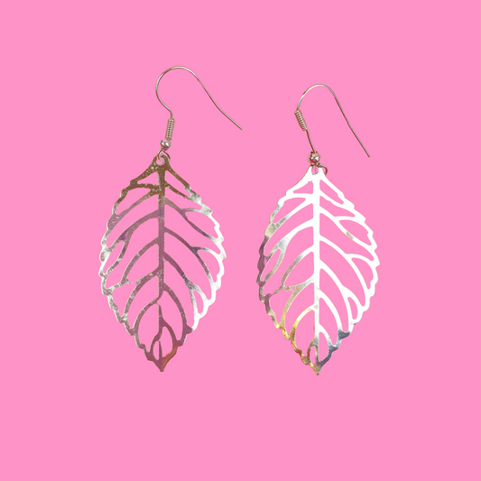 Silver Leaf Drop Earrings