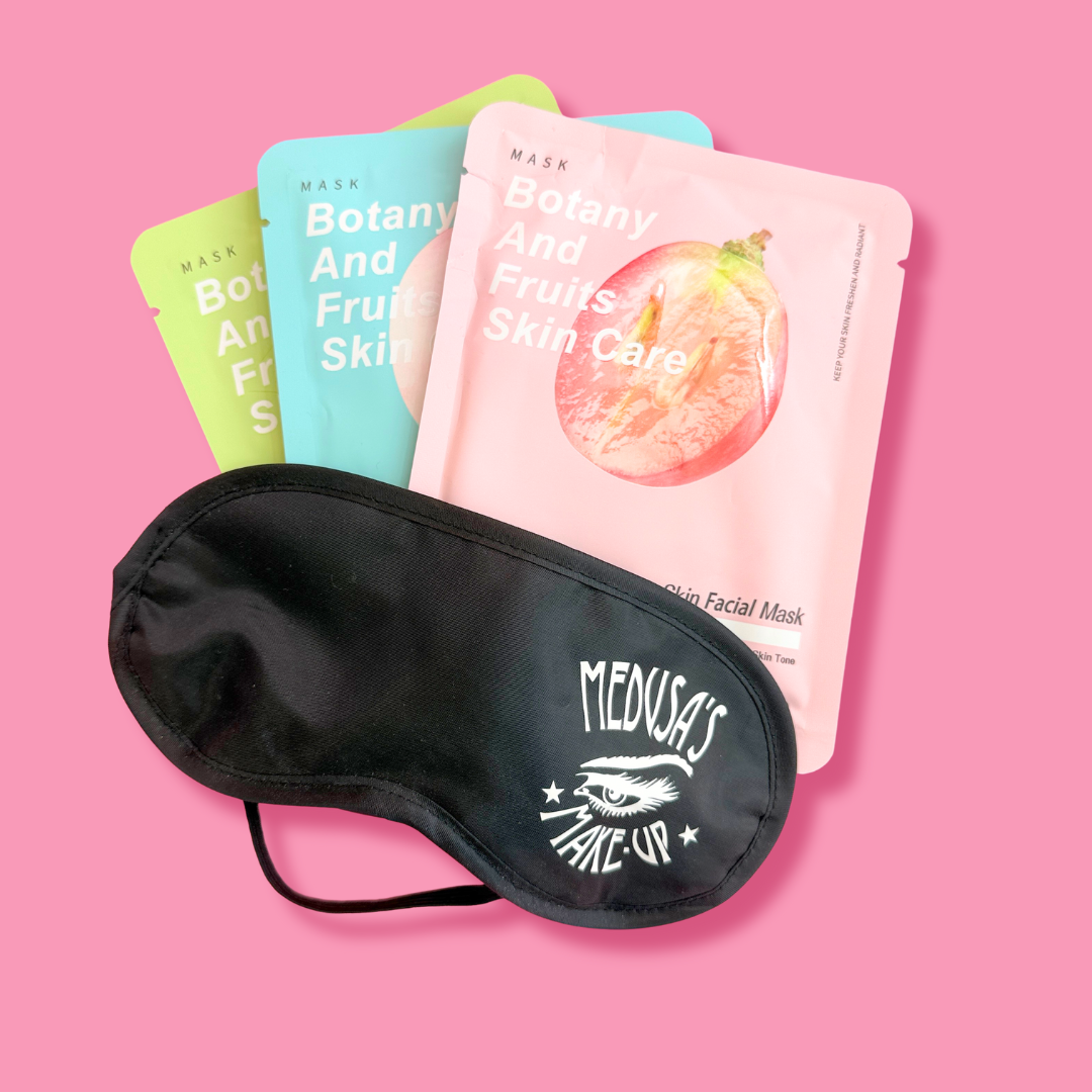 3 face masks and an eye mask