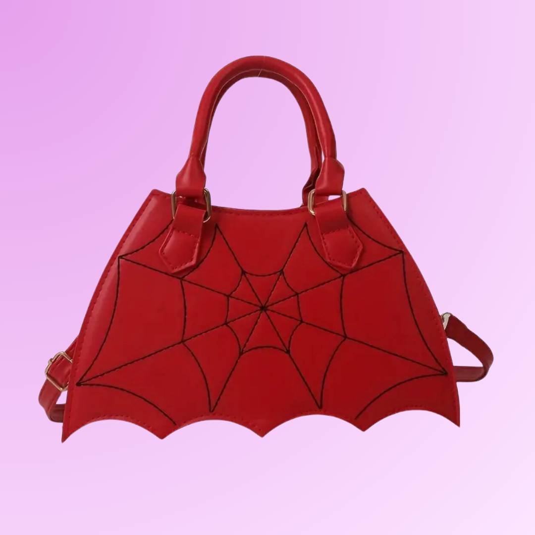 Mini Gothic Spider Web Hand Bag - Red