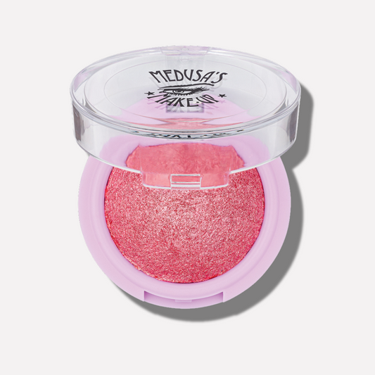 Pink makeup compact with 'Medusa's Makeup' branding on a white background - Baked Eyeshadow - Girl Bye