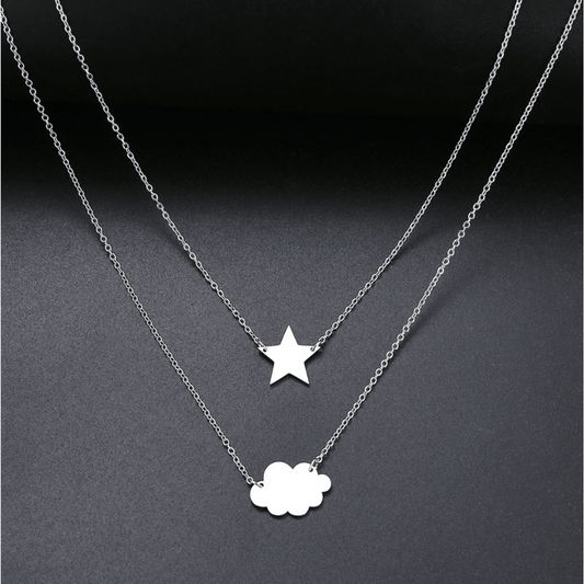 Star, Cloud Necklace - Silver