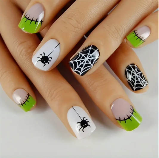 24 Piece Press-on Nails - Spooky Green