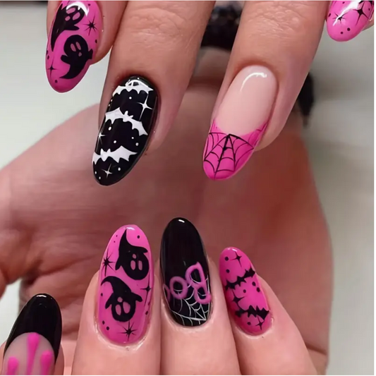 24 Piece Press-on Nails - Spooky Pink