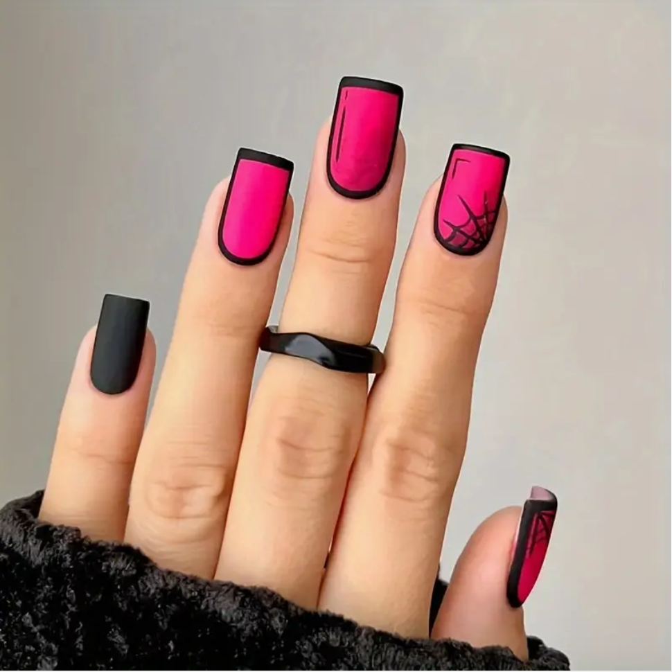 Pink cheapest & Black Press on Nails