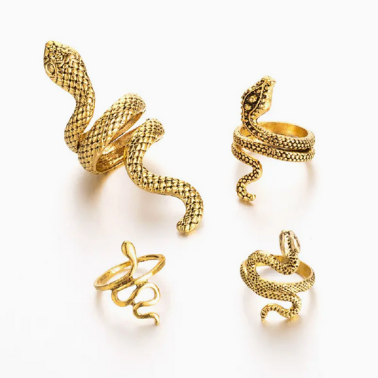 gold snake ring set