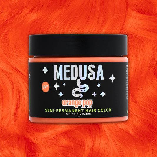 Medusa Semi-Permanent Hair Dye in neon orange – Vibrant Vegan Hair Color - Orange Pop - 5 oz jar
