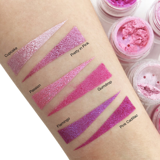 Pink eye dust swatches