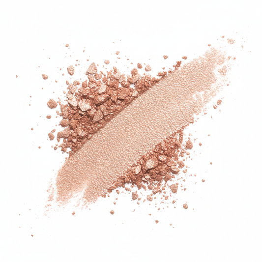 Rose gold eyeshadow powder on a white background