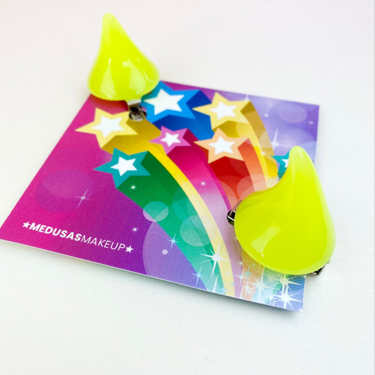 Yellow Devil Horns hair clips set of 2 for hair