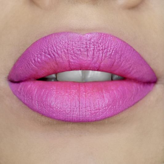 Model wearing Vegan Lipstick - YOLO