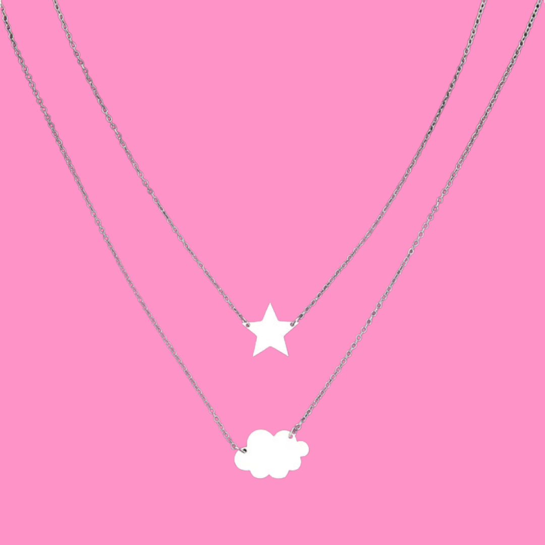 Star, Cloud Necklace - Silver