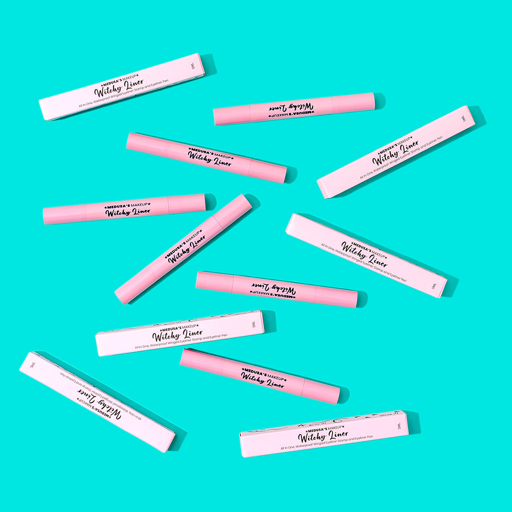 Witchy Liner a waterproof eyeliner pen with a stamp to create a wing eyeliner effect.