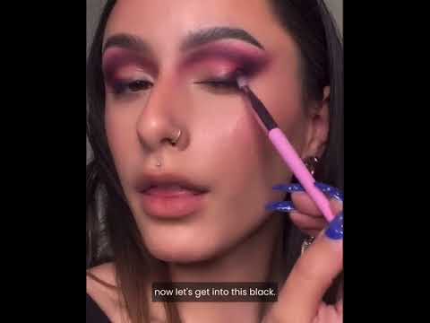 model showing how to apply the makeup using the electro eyeshadow palette.
