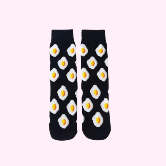 Black Fried Egg Socks