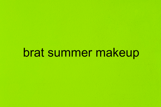 a green box with the words "brat summer makeup" mimicking the style of charli xcx album cover