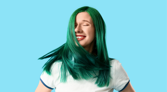 woman with emerald green hair