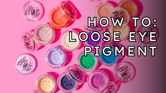 Medusa's Makeup loose eye dusts shown on a pink background