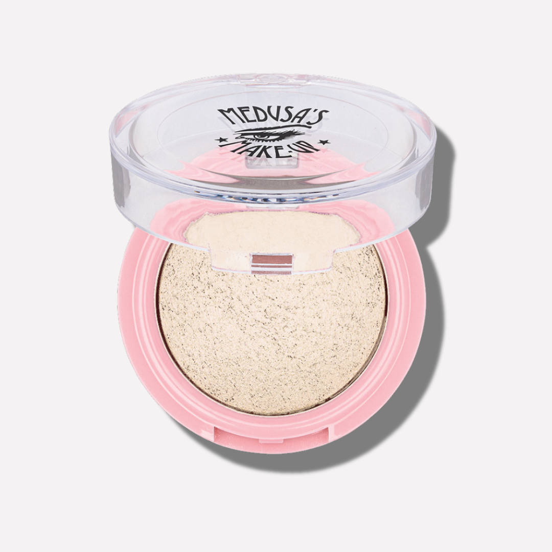 Compact powder with pink case and visible brand name on a white background - Baked Eyeshadow - Yes Please