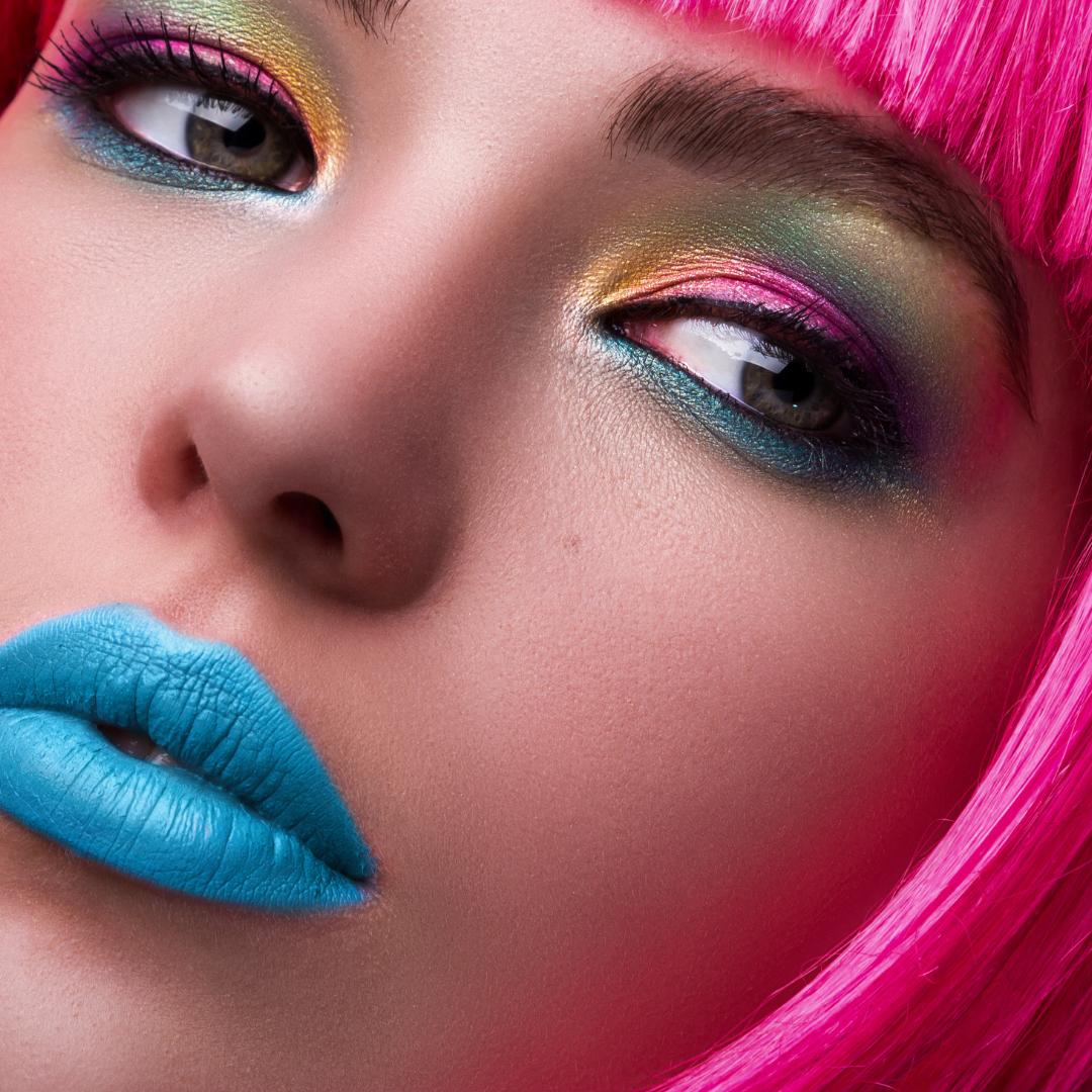 Rainbow makeup model