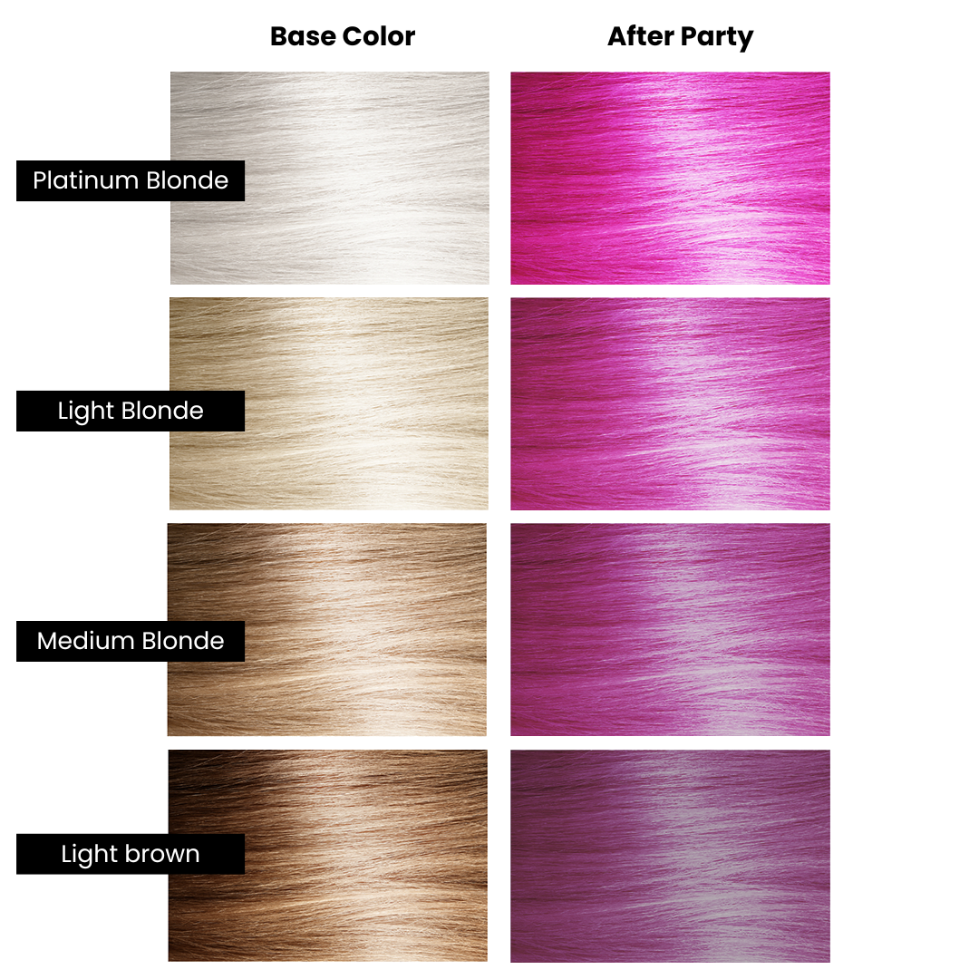 swatch chart of base color and violet hour  after party