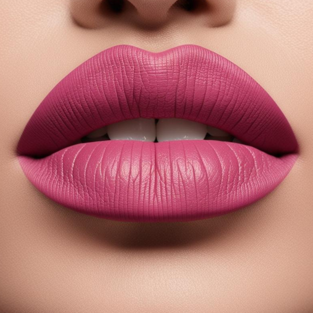 Close up model lips wearing forevermore in pink