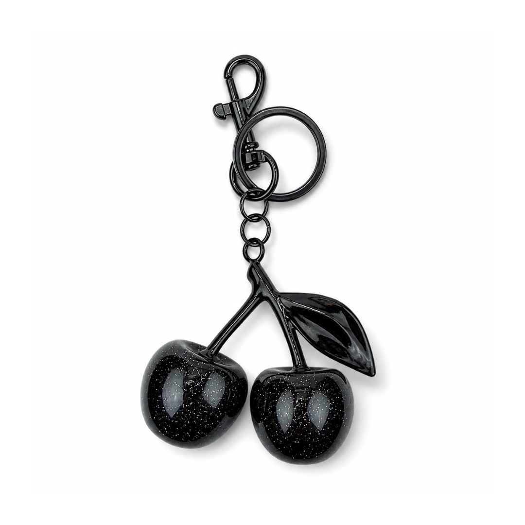 black glitter cherries key chain
