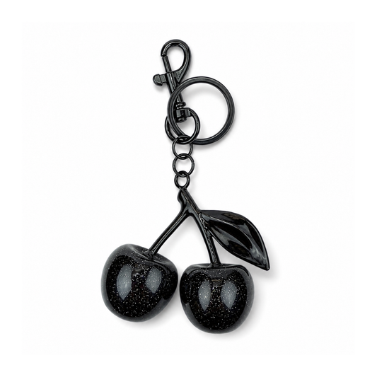 black glitter cherries key chain
