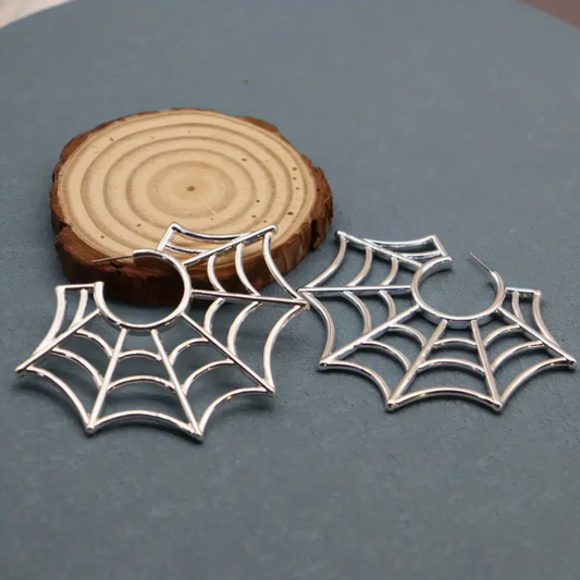Spider Web Earrings - Silver