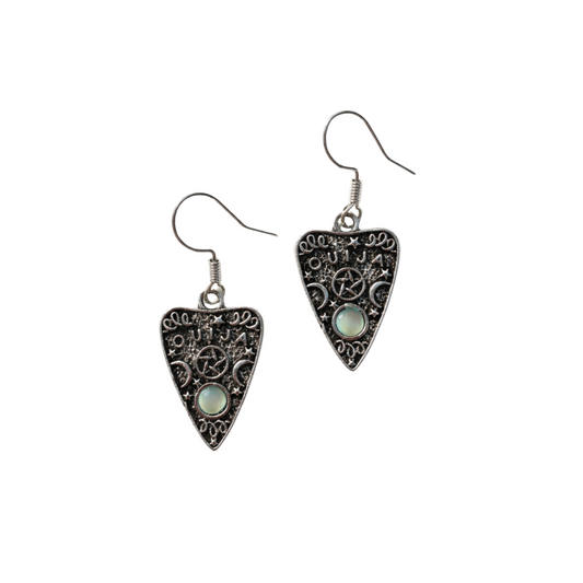 Pair of smoky quartz and diamond earrings on a white background