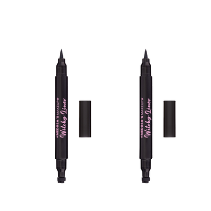 Black eyeliner pen with separate refillable cartridge on a white background