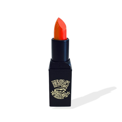 Lipstick with black case and visible brand logo on a white background