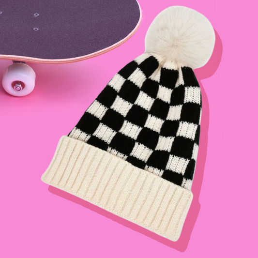 checkered beanie