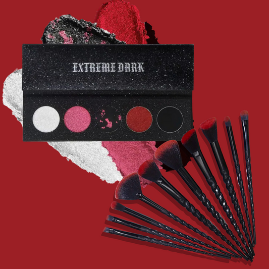 Extreme Dark Eyeshadow Palette + Gothic Unicorn Brush Set Bundle