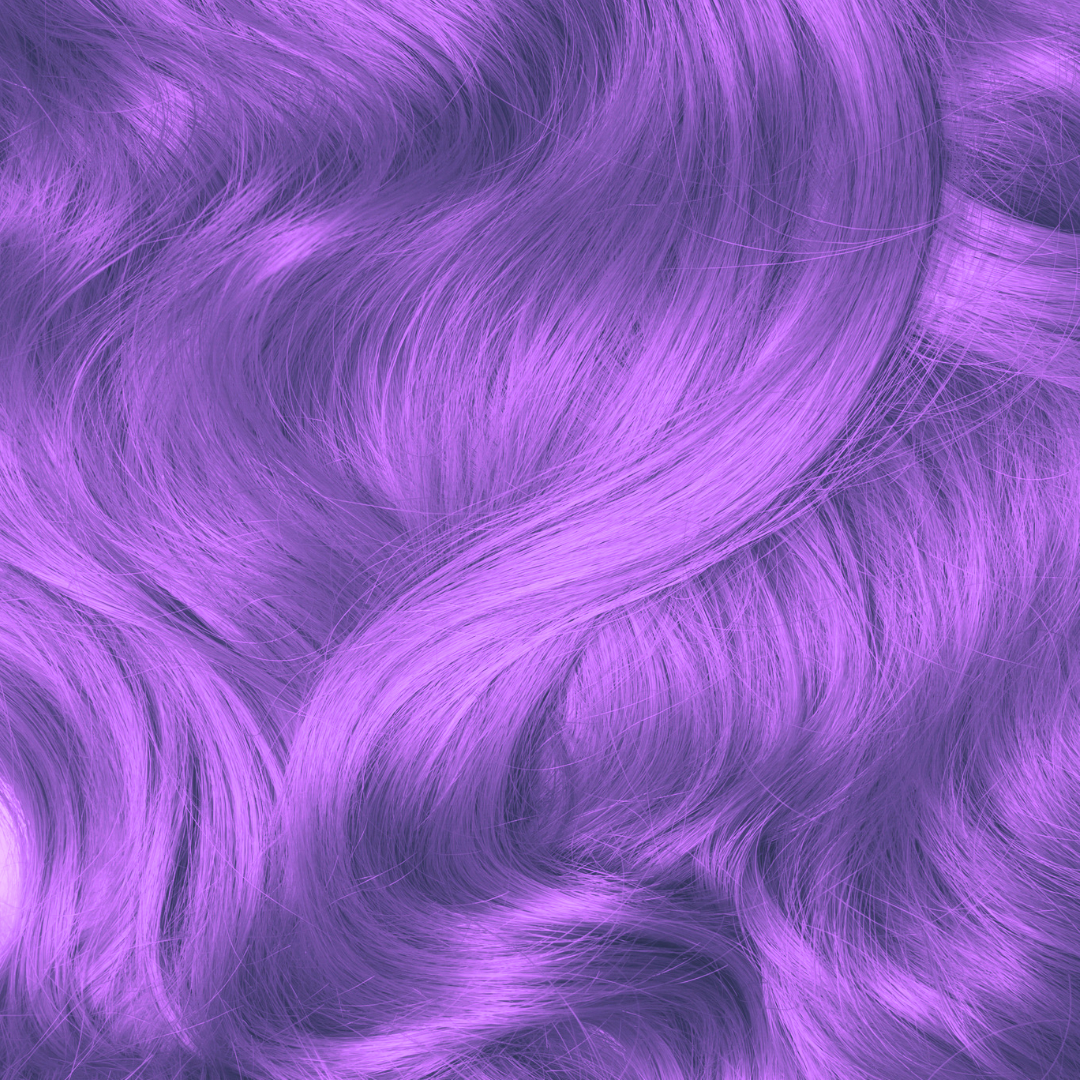 Close-up of wavy purple hair extensions