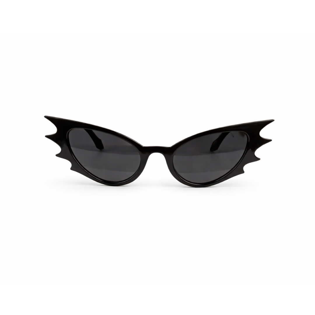 Black cat-eye sunglasses on a white background