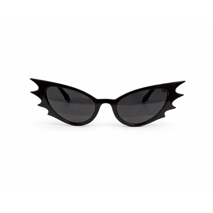 Black cat-eye sunglasses on a white background