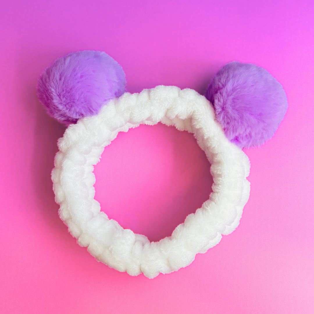 Pom Pom Spa Day Headband - Purple