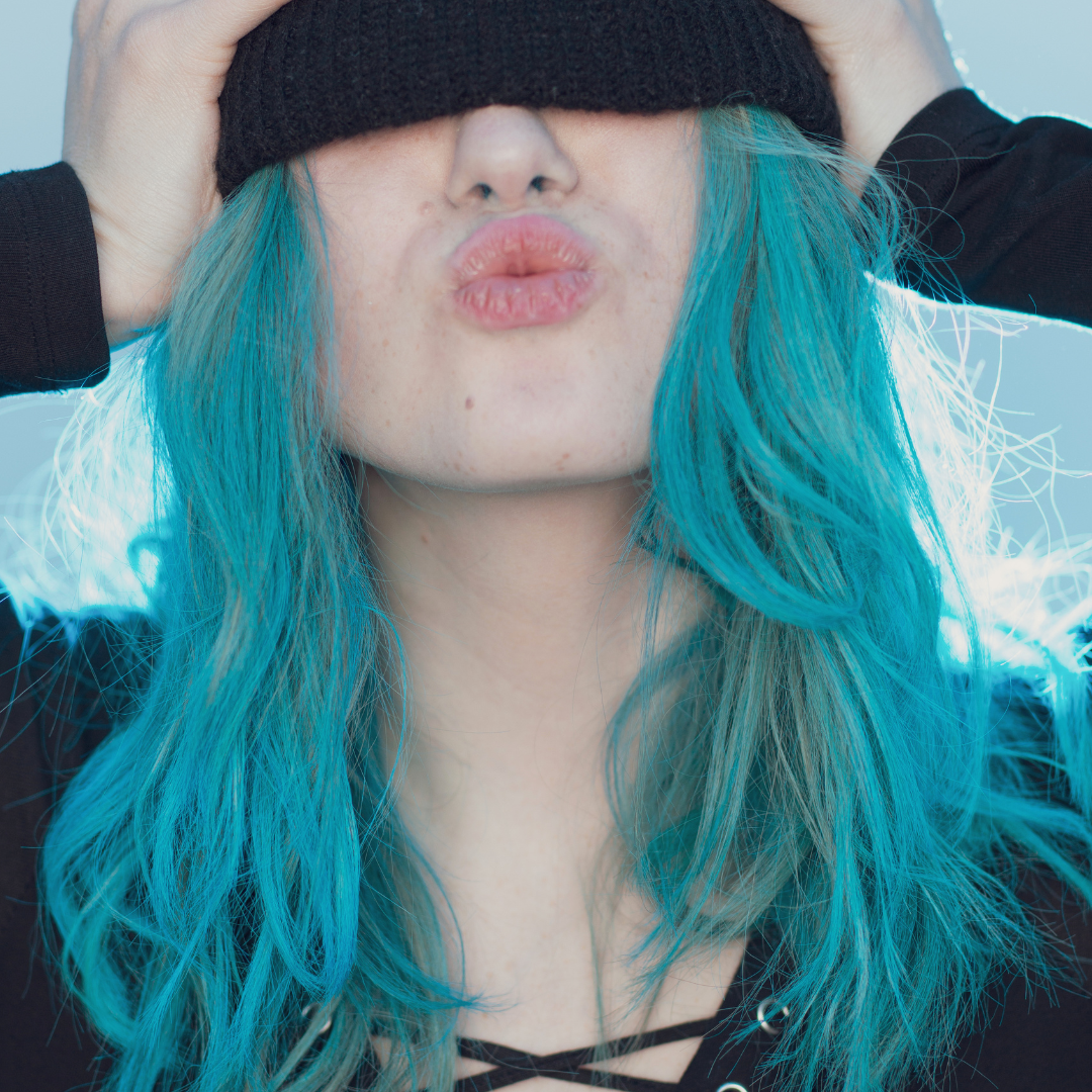 model with pastel hair