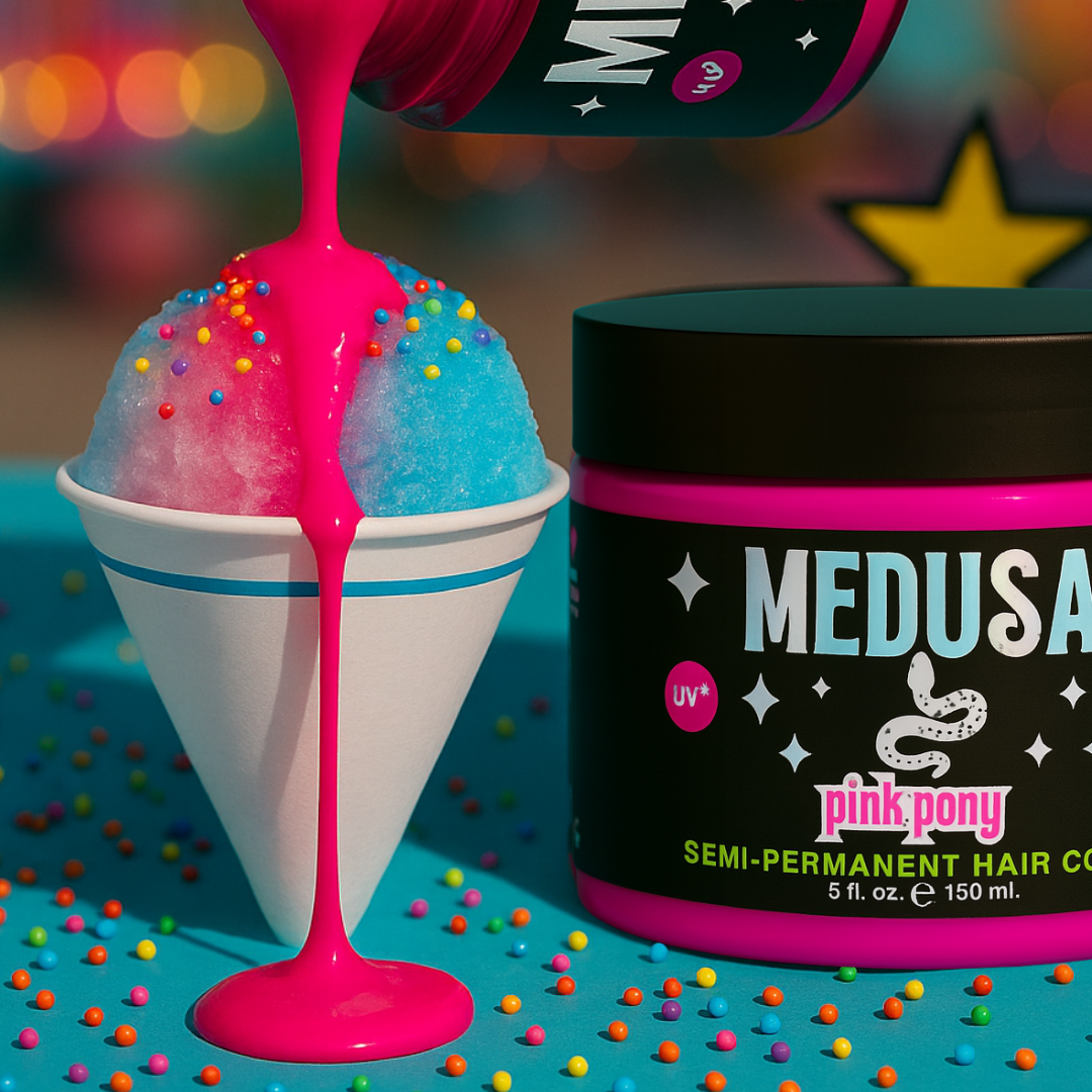 Summer crush snow cone and Medusa Pink Pony hair dye