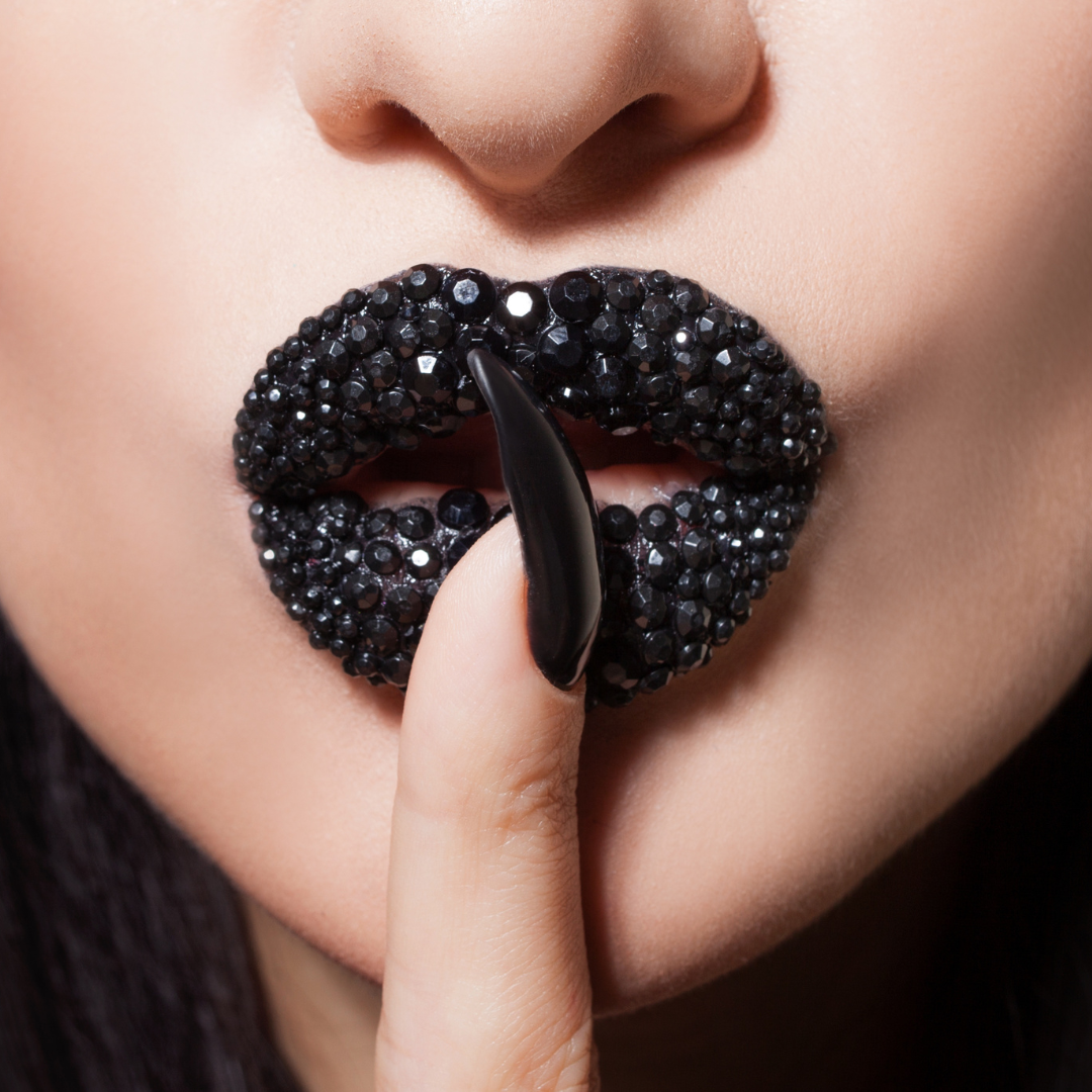 goth model with black lipstick