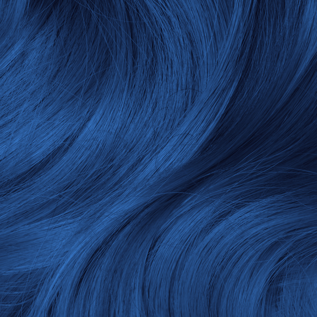 Close-up of blue hair extensions