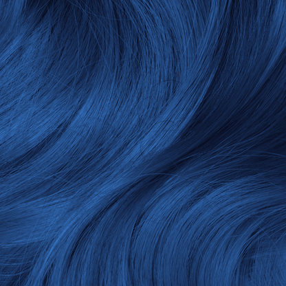 Close-up of blue hair extensions