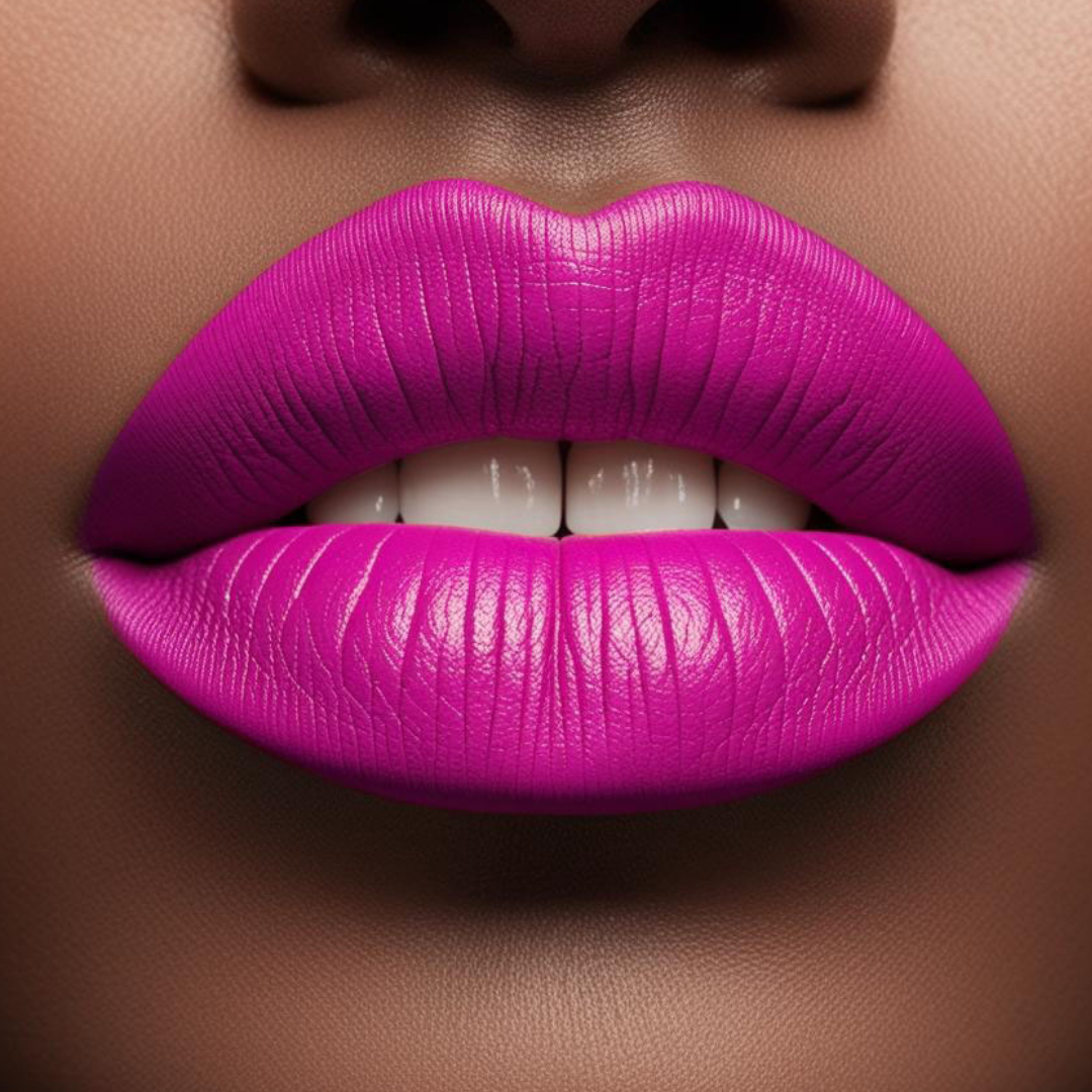 Close up model lips wearing forevermore in pink