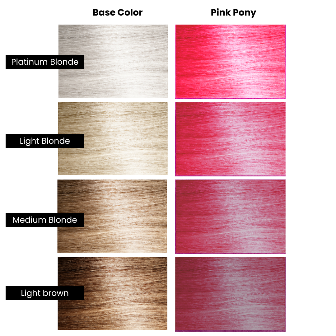 swatch chart of base color and violet hour  pink pony