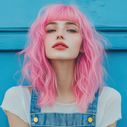 Model with Pastel Pink Hair – Achieved Using After Party Hair Dye and Pastel Magic Mixer, Vegan and Cruelty-Free Formula