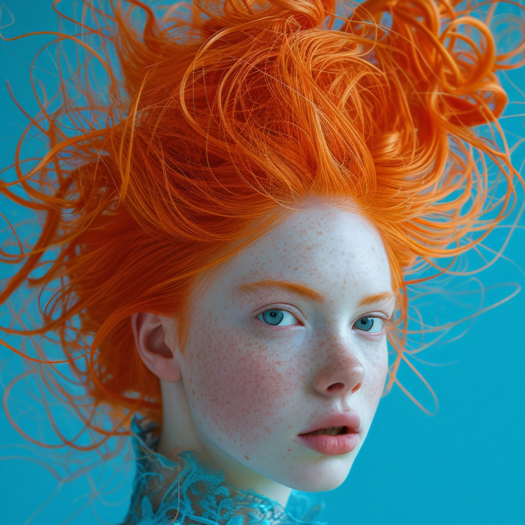 model with orange hair