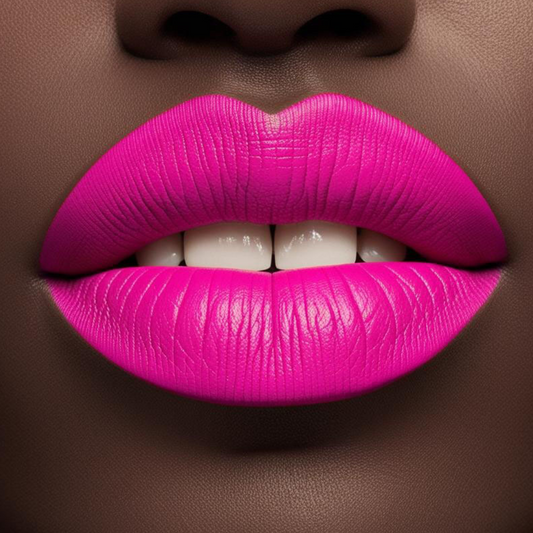 Close up model lips wearing forevermore in pink