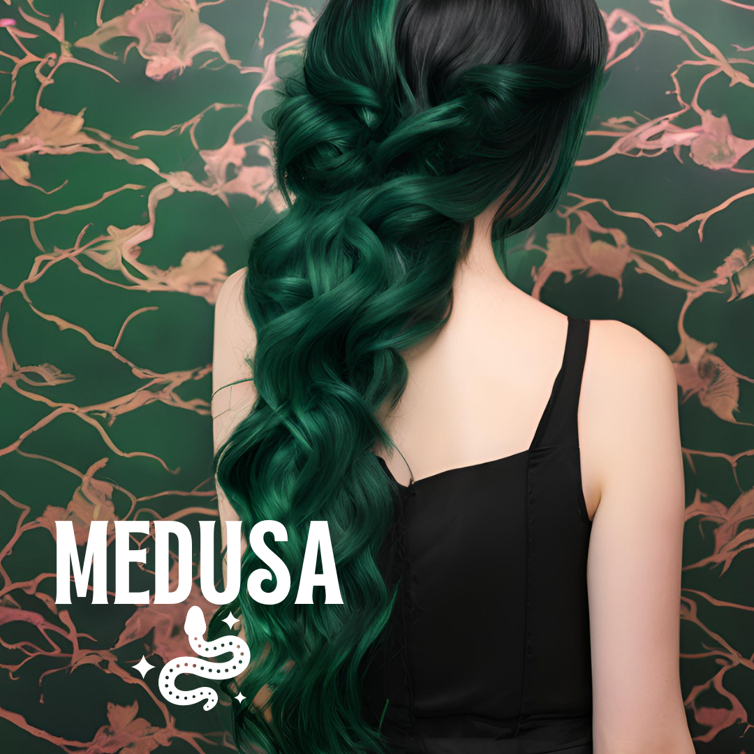 Medusa model with long green hair emerald ivy 