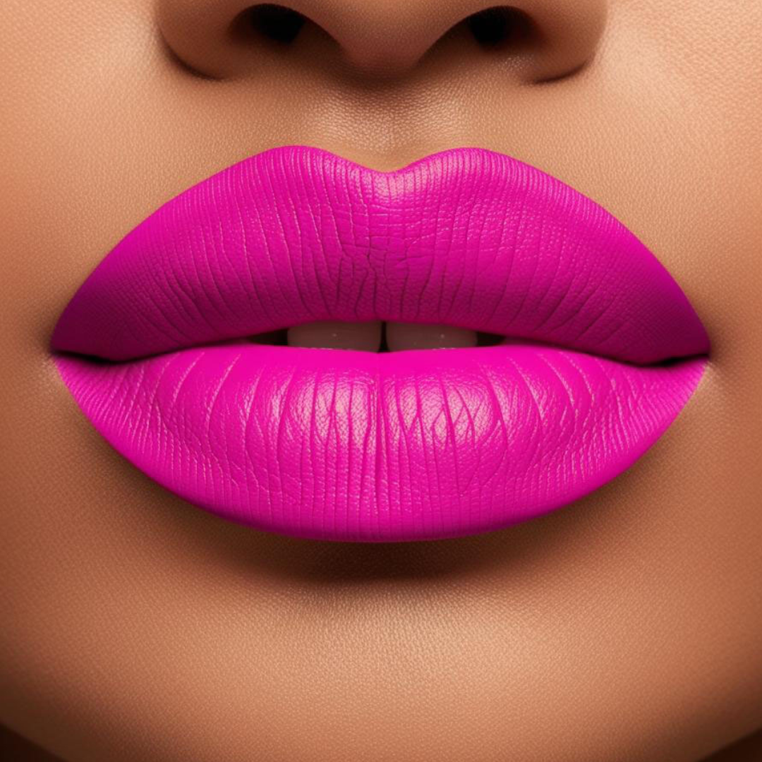 Close up model lips wearing forevermore in pink