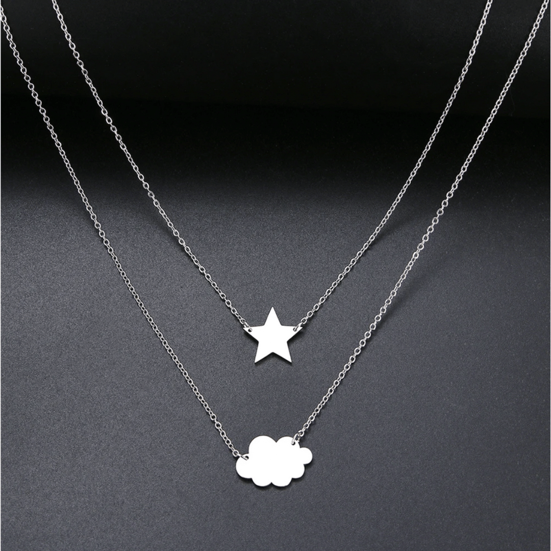 Star, Cloud Necklace - Silver